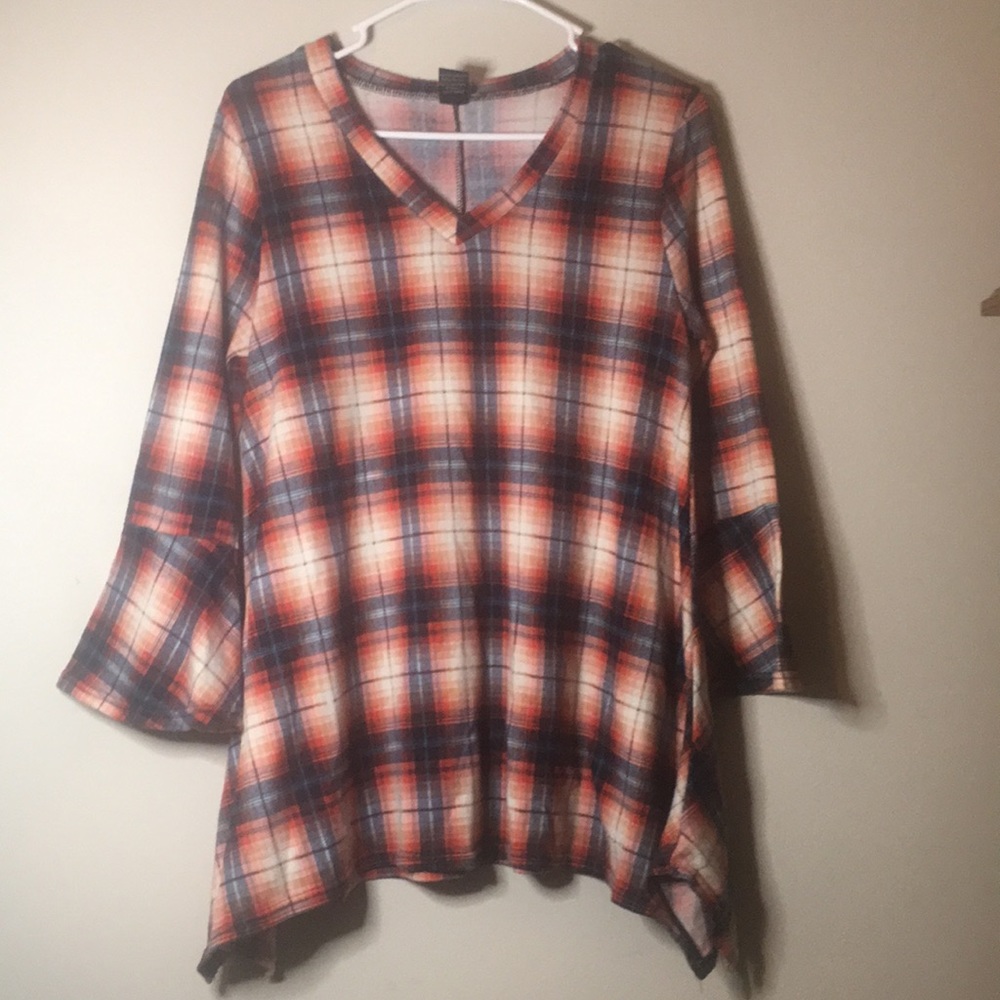 Flannel flared shirt